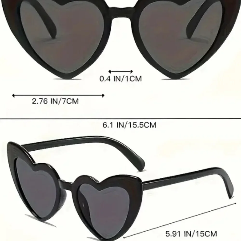 🔥2PK New Big Flawless Burning Red Heart Cat Eye Sunglasses - Picture 3 of 5